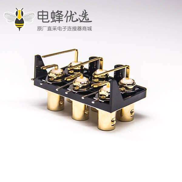BNC连接器阻抗母头弯式穿孔式镀金插PCB板