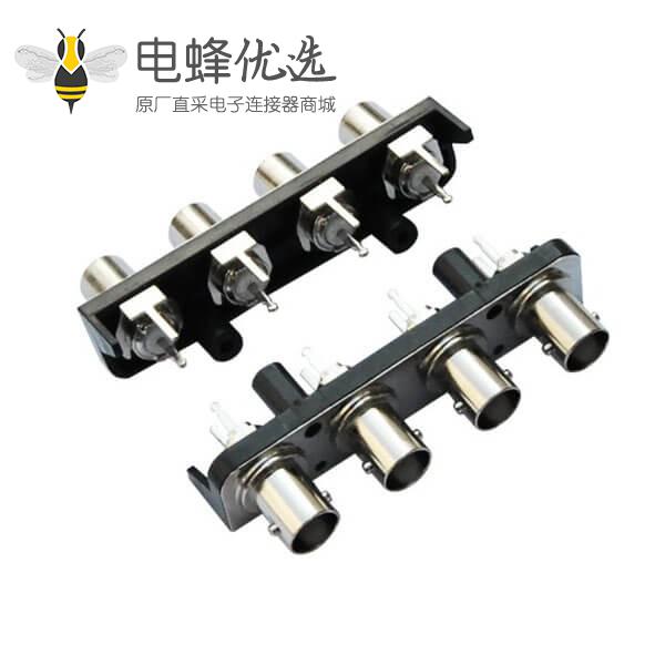 视频母头 黑色塑胶外壳 直式射频同轴 PCB板端