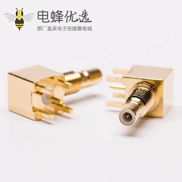 SMB 母头带螺纹接板镀金射频同轴连接器