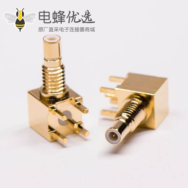 SMB 母头带螺纹接板镀金射频同轴连接器