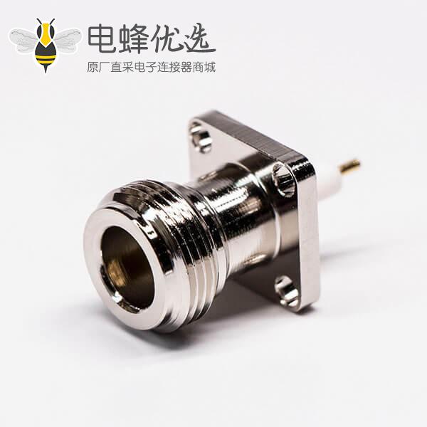 防水N型连接器四孔法兰直式母头穿墙式面板安装