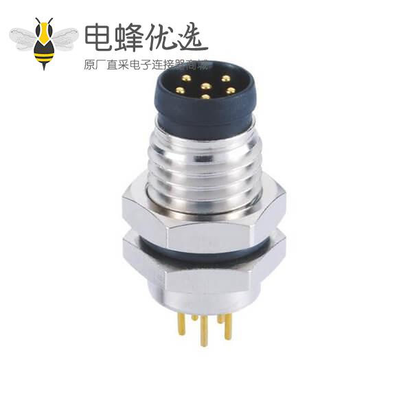 传感器M8连接器穿墙前锁180&deg;插孔公座接PCB板