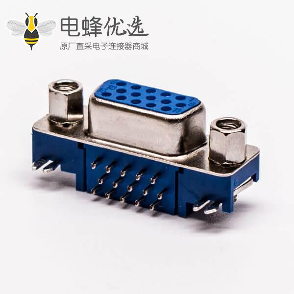 db连接器弯头蓝色胶芯母头5.08铆锁接pcb板