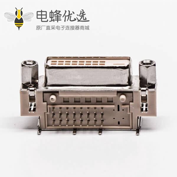 dvi弯座24+1d型连接器母头带螺母带鱼叉接PCB板