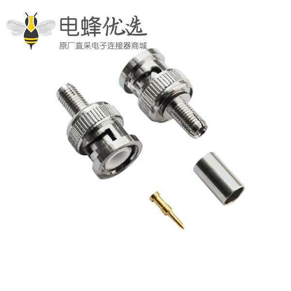 压接 同轴线BNC射频连接器直式公头