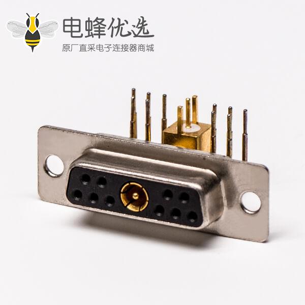 大电流db连接器射频弯式11W1焊板插孔接PCB板母座
