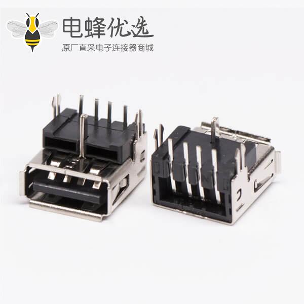 usb type a 插座母头弯式三脚定位鱼叉脚插板