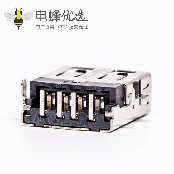 usb接口 type a母座弯头四脚前贴板后插板