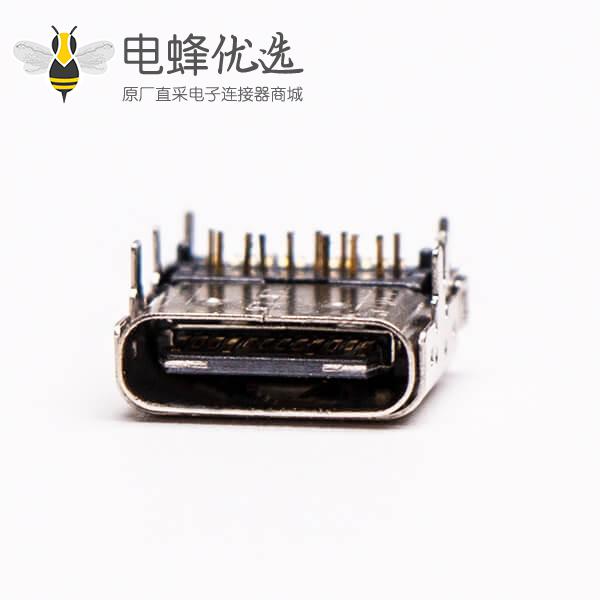 type c接口USB3.0母座弯头前插板后贴板
