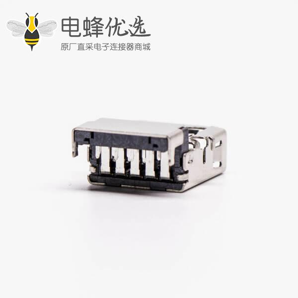 usb3.0接口黑色胶芯弯式母座沉板贴板加高接板