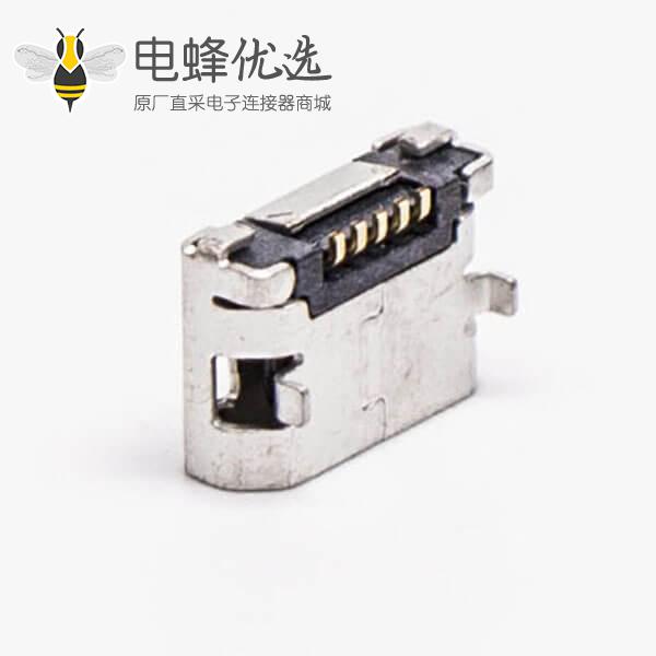 micro usb 5pin接口B型SMT母座DIP 6.4 平口