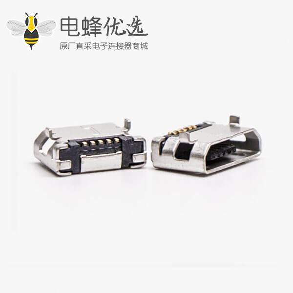 micro usb 5pin接口B型SMT母座DIP 6.4 平口