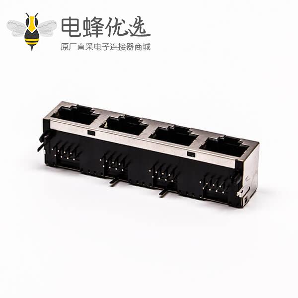 rj45插座接口母头90&deg;带屏蔽铜壳无灯PCB板
