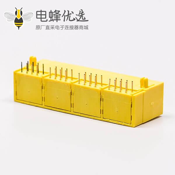 1*4全塑rj45黄色4口90&deg;无灯不带屏蔽母座