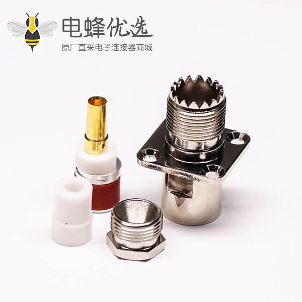 uhf同轴连接器母头直式UHF-SL16-J-4螺母锁紧带法兰接线