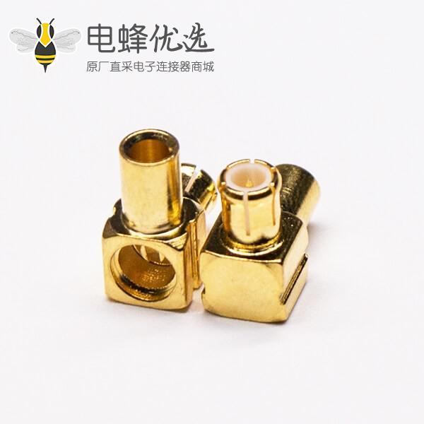 MCX弯公头90度镀金同轴电缆焊接式连接器