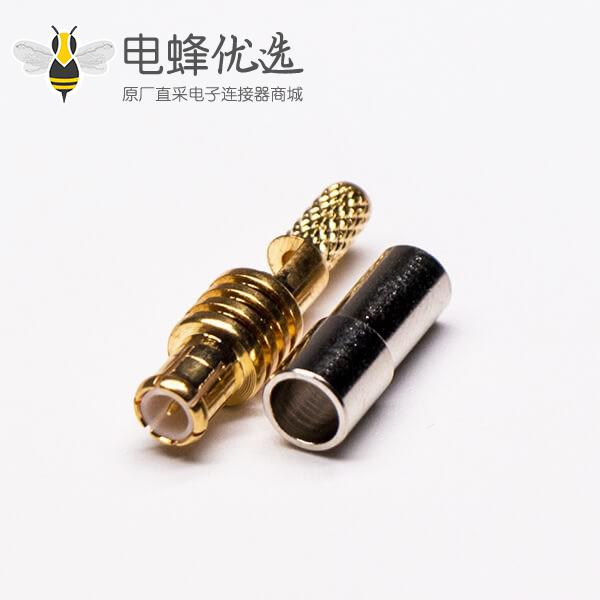MCX连接器直式公头镀金开天窗压接式连接器