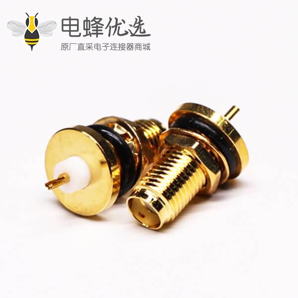 SMA防水连接器直式母头穿墙车针焊线带防尘盖