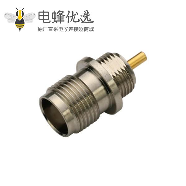 同轴视频直式穿墙焊接tnc型射频连接器母头面板安装