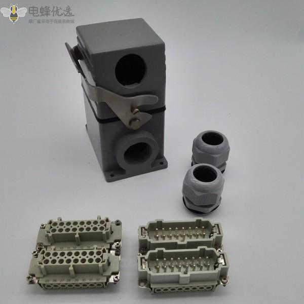 矩形重载连接器32芯铜合金500V热流道模具航空插头插座