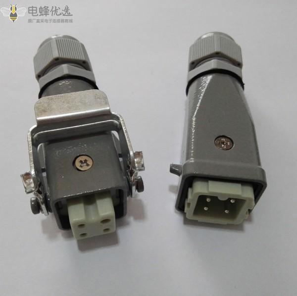 3芯重载连接器10A直式航空插头插座热流道模具
