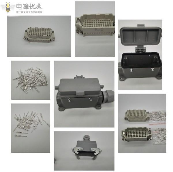 72芯矩形重载HDD连接器航空插头插座工业防水螺丝接线或焊接