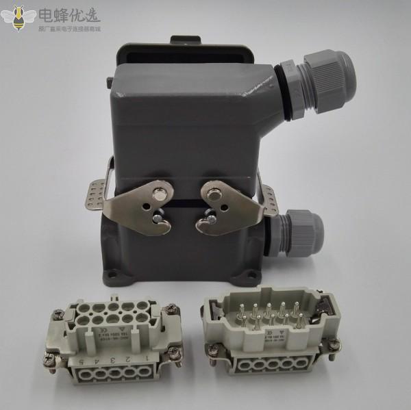 厂家直销10芯大电流重载HDC连接器航空插头插座侧面出线