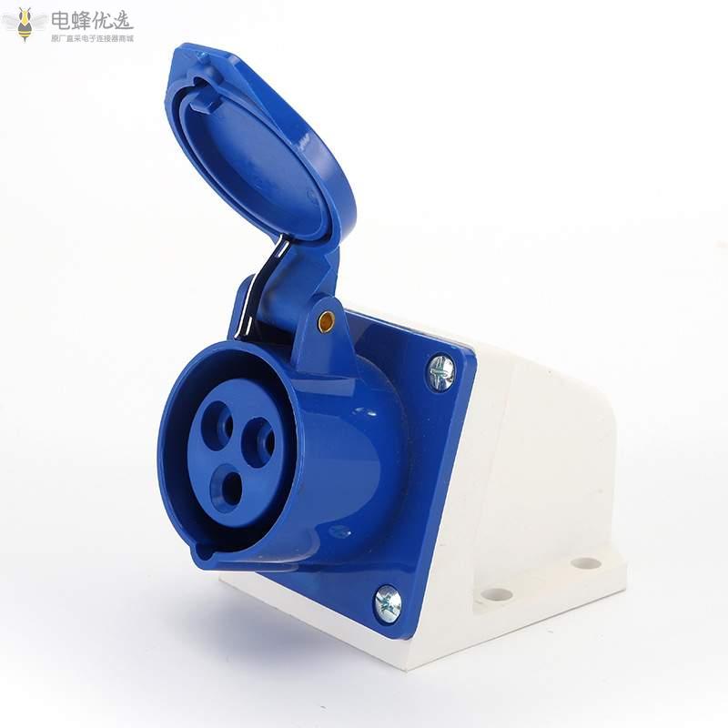 工业明装16A插座三芯电源插座防水IP44航空250V连接器插座