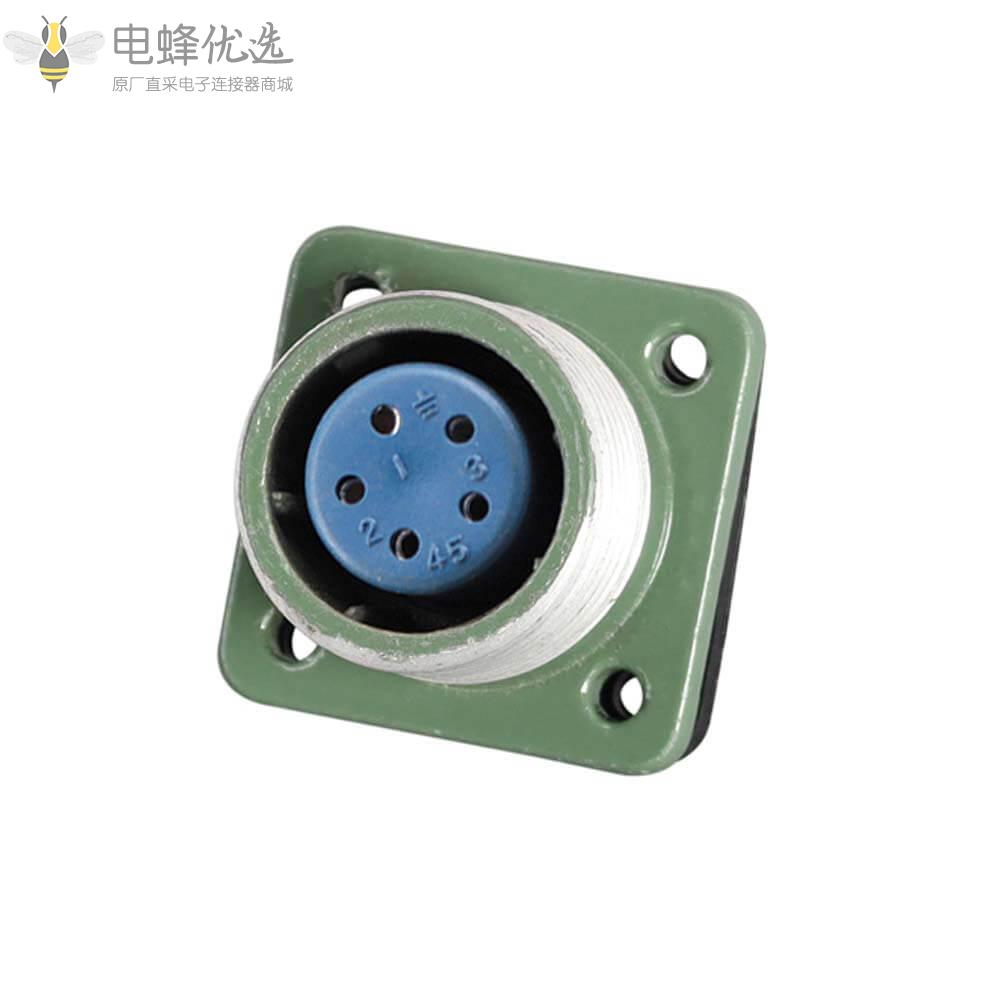 YD20-5芯直式反装TP+Z航空连接器10A方形法兰插座+圆形插头2P+PE