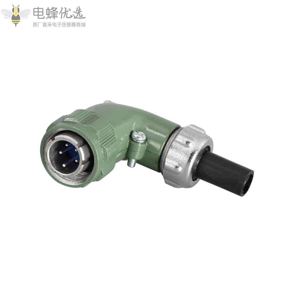 圆形弯式插头YD20弯式5芯反装TS航空连接器10A防水防潮插头2P+PE