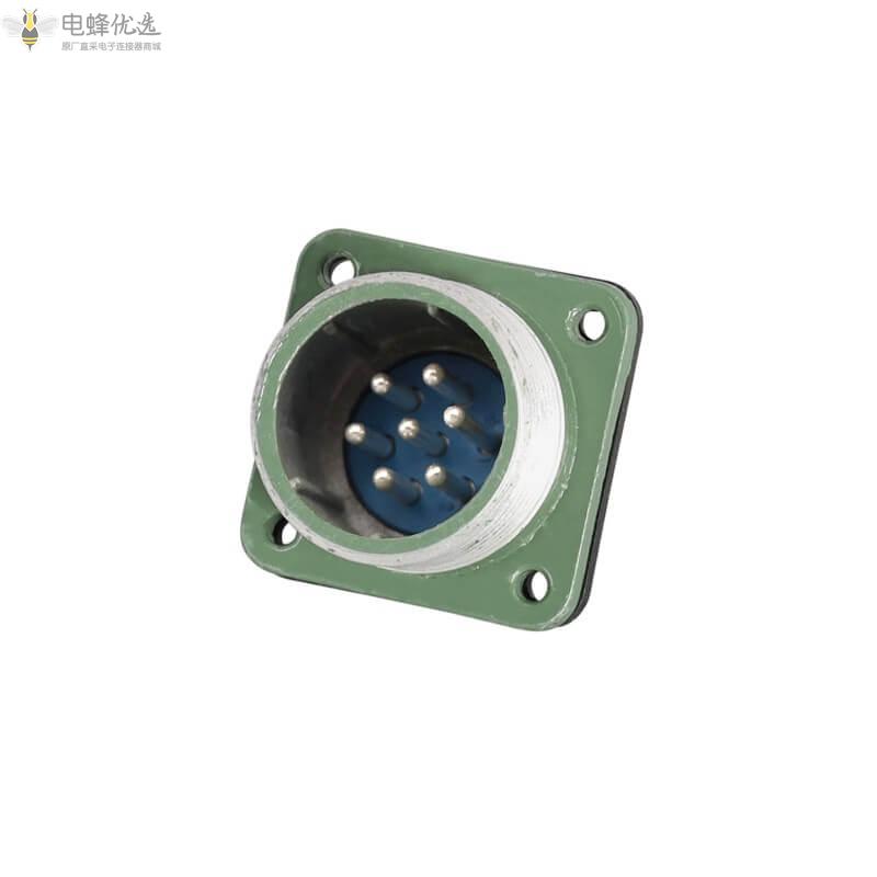 四孔法兰YD28系列7芯正装Z带针防水插座25A500V航空连接器