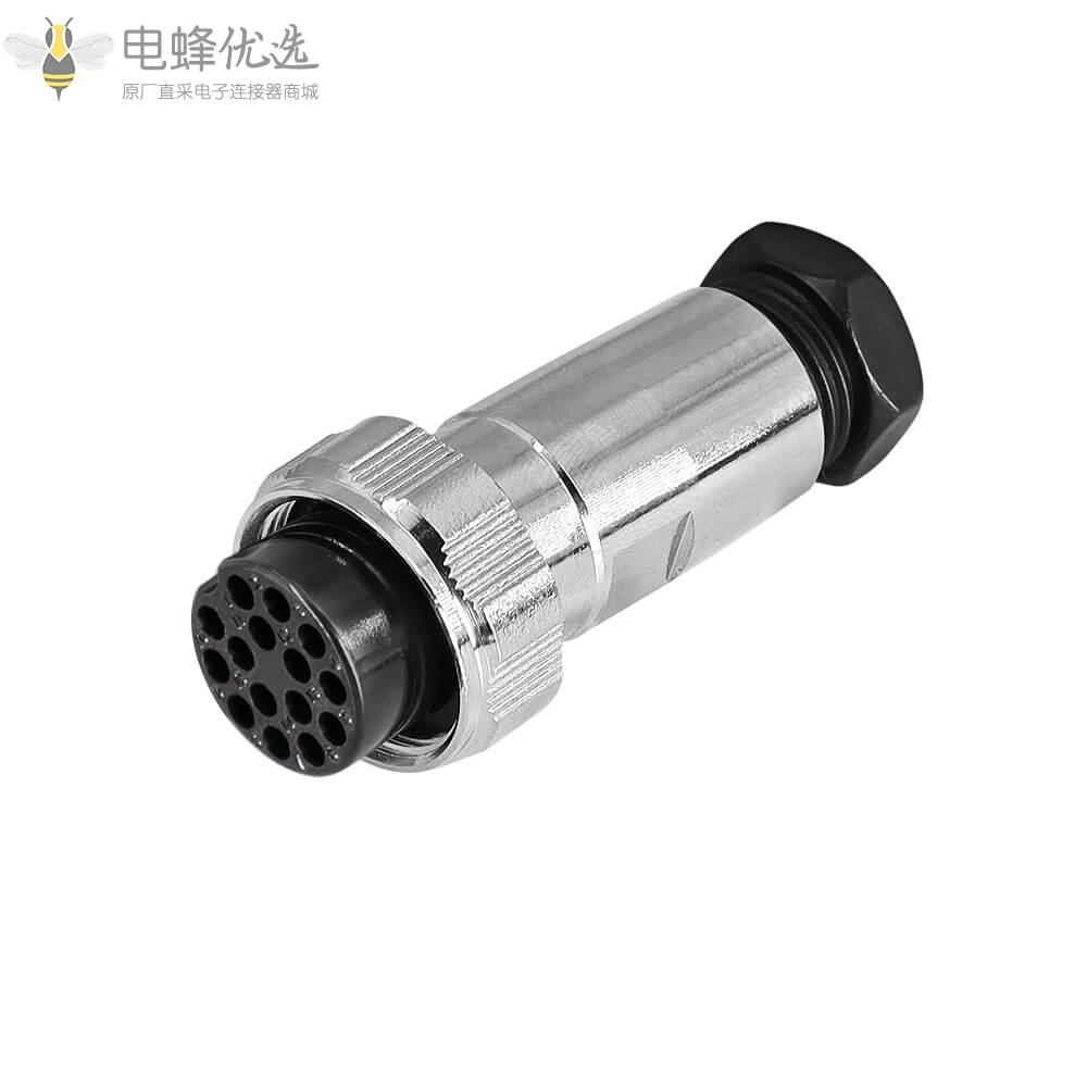 圆形金属直式GX20-15芯插头插座防水5A150V航空连接器IP55
