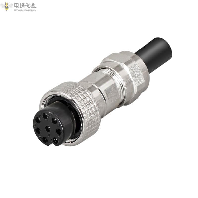 金属GX16航空连接器4A125V母插头8芯防水焊线式IP67防水