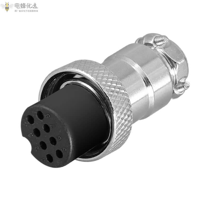 圆形8芯GX16航空连接器4A125V母插头公插座弯式焊板接PCB插座