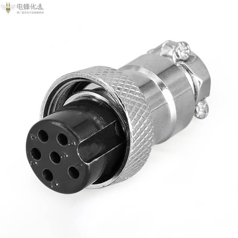 GX16圆形6芯公母直针4A125V航空连接器前锁PCB焊板式