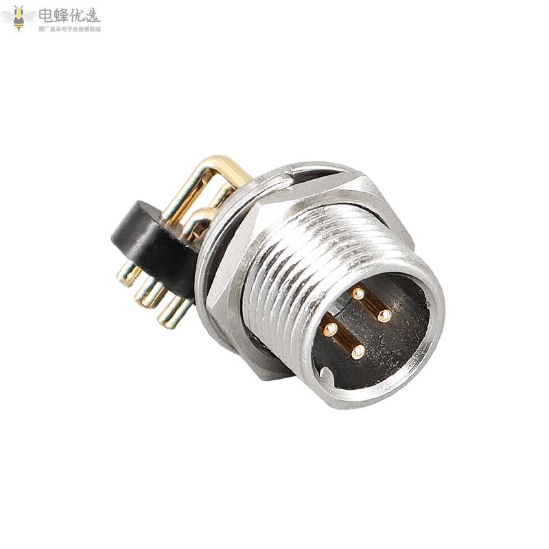 公母对接式GX12标准款4芯5A125V航空连接器PCB焊板式