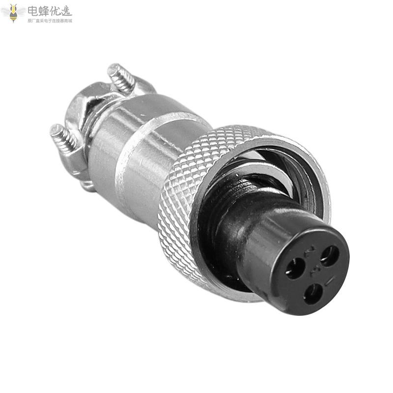 公母对接式GX12-3芯航空连接器5A125V焊线式圆形插头