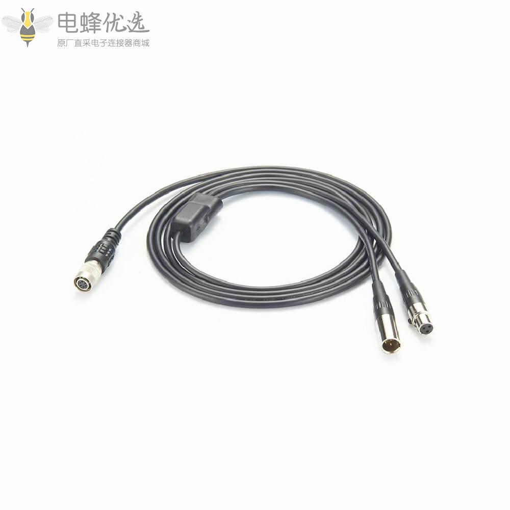 Mini_XLR_3针公母转6针母头广濑电源线1M相机线束厂家直供