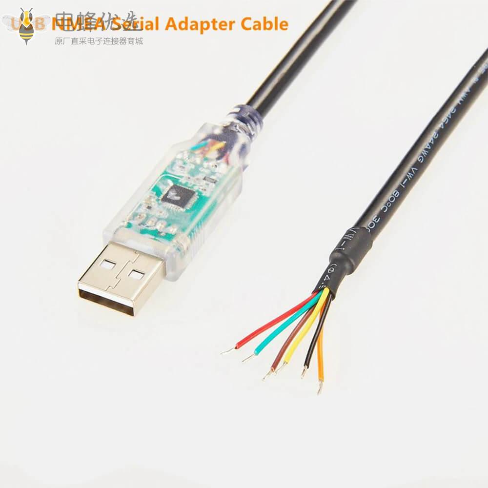 USB串口线Type_A_USB2.0公头NMEA2000单边线接1m线材