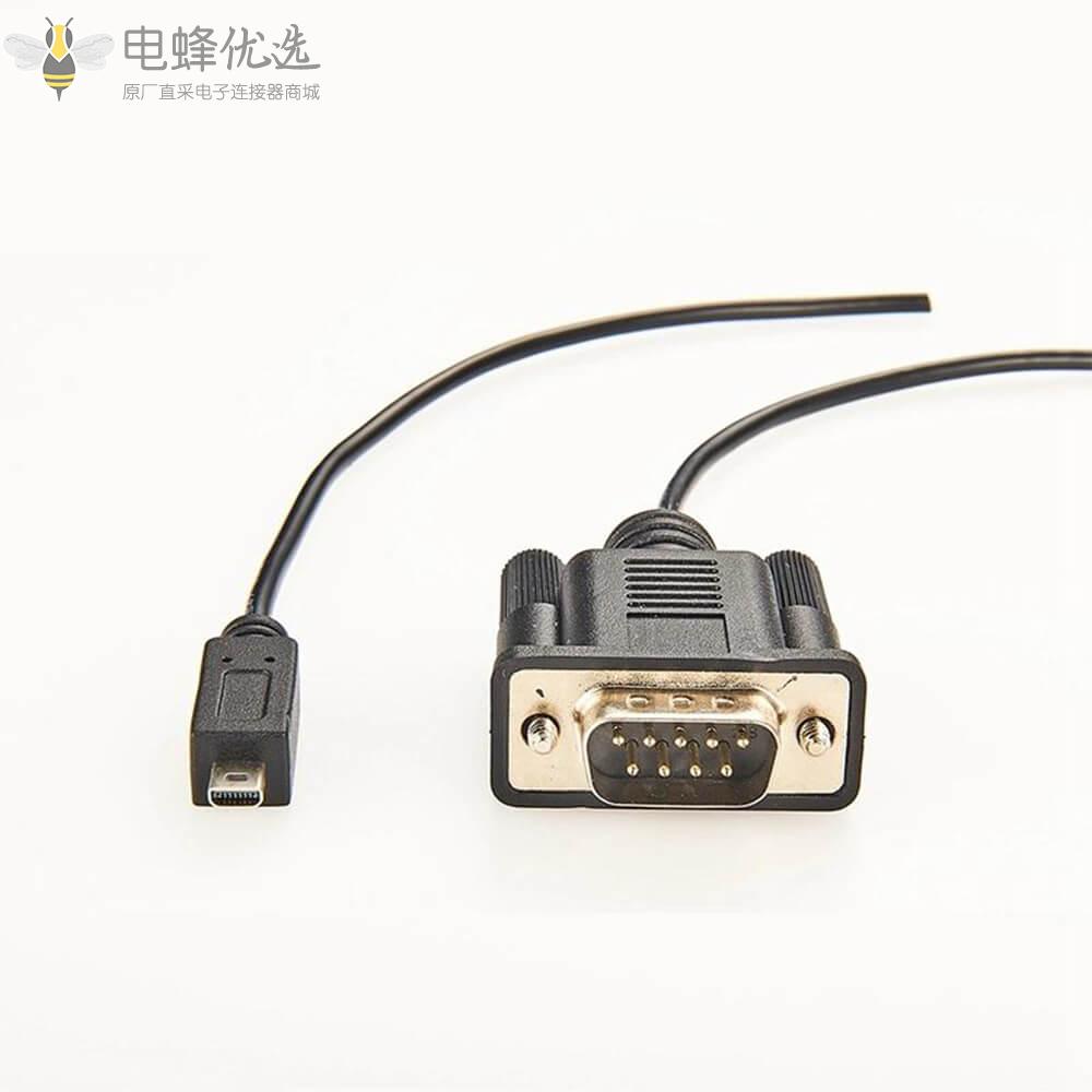 Mini_usb_type_B_8芯转DB9公头RS232接1m线材