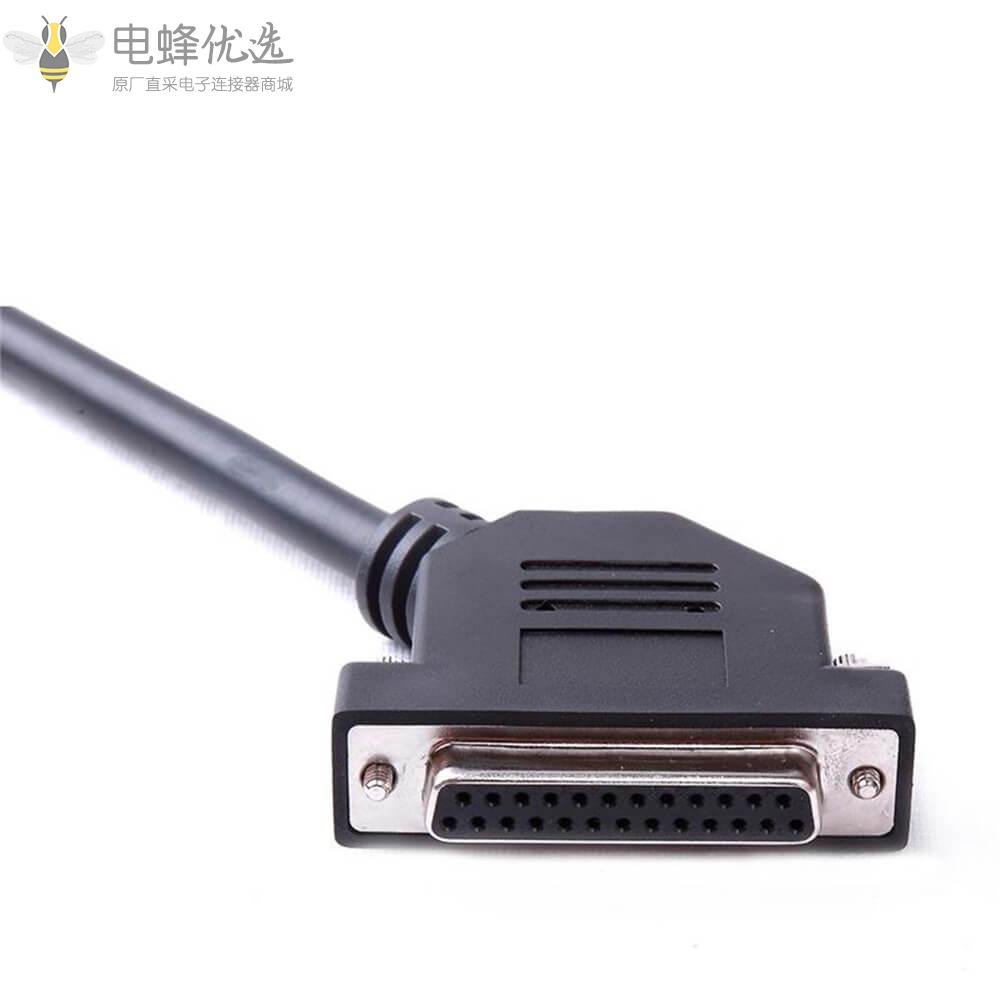 DB25弯头45&deg;公头转DB25弯45&deg;母头接1m线材连接线