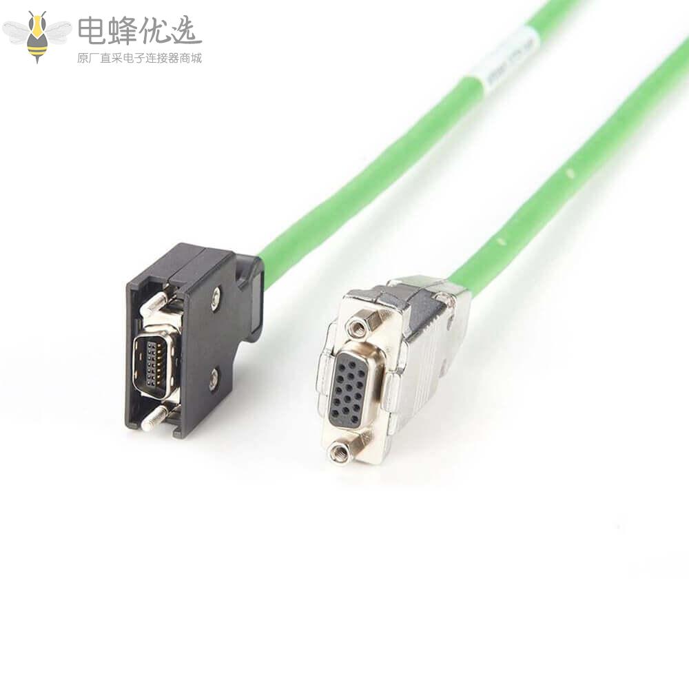 西门子V90伺服编码线6FX3002_2CT20_1ADO编码器接头12芯插头接SCSI_HPCN型14芯公头1米连接线