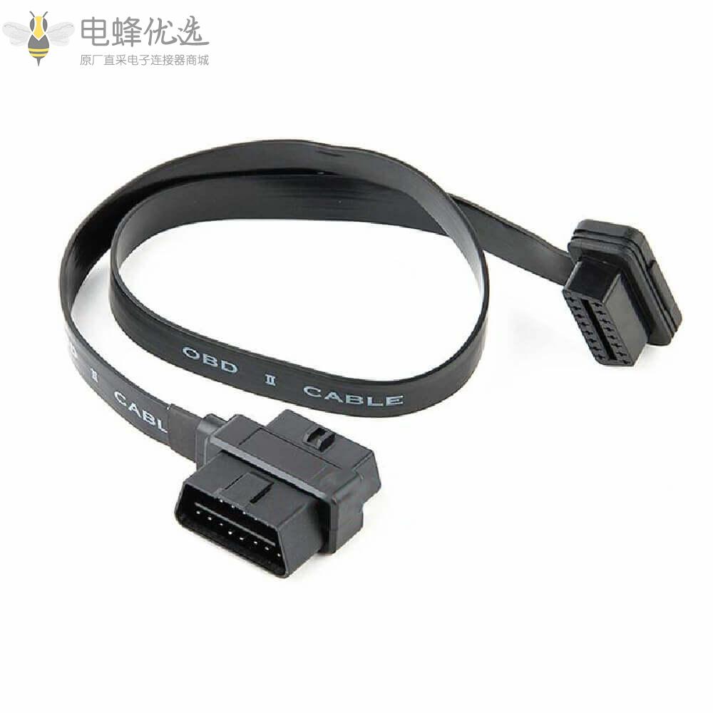 OBD2_16芯母头转2个OBD2_16芯公头弯式诊断接线材0.1m