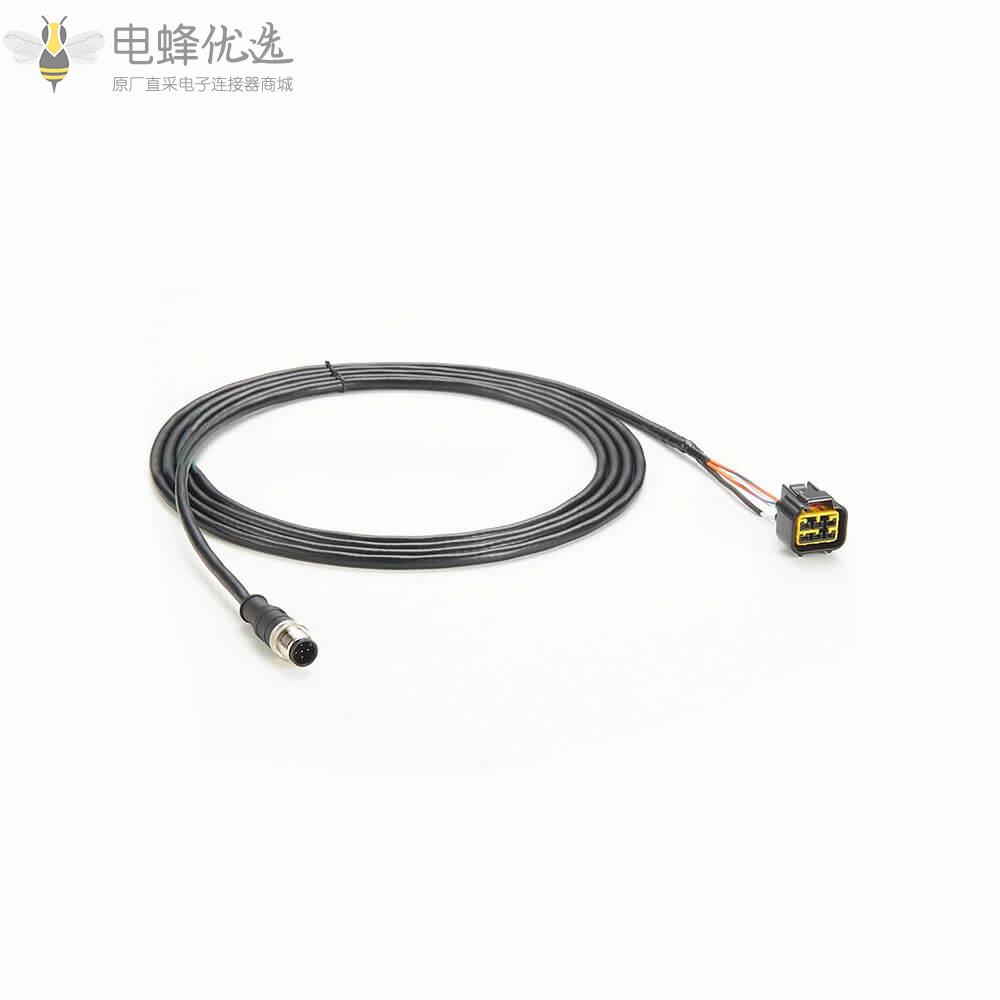 M12_5芯公头转雅马哈6芯母头汽车接插件