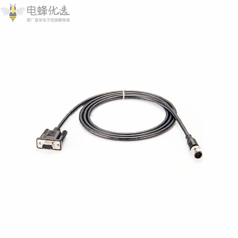 Nmea2000_DB9母头转M12公头5芯接1m线材