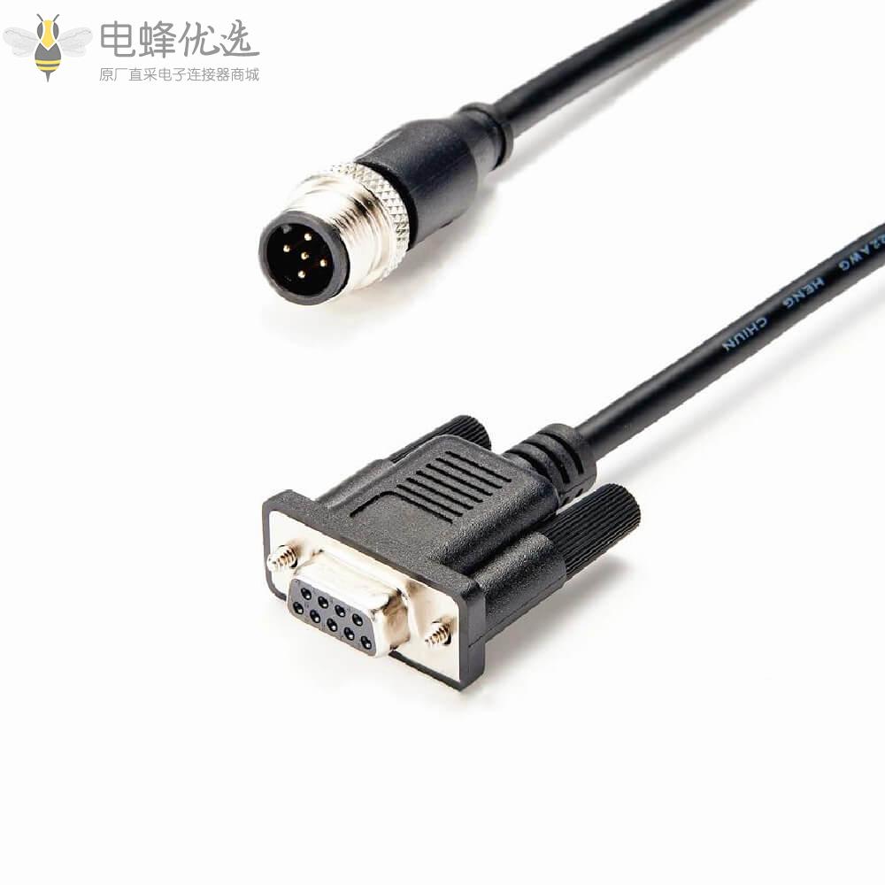 Nmea2000_DB9母头转M12公头5芯接1m线材