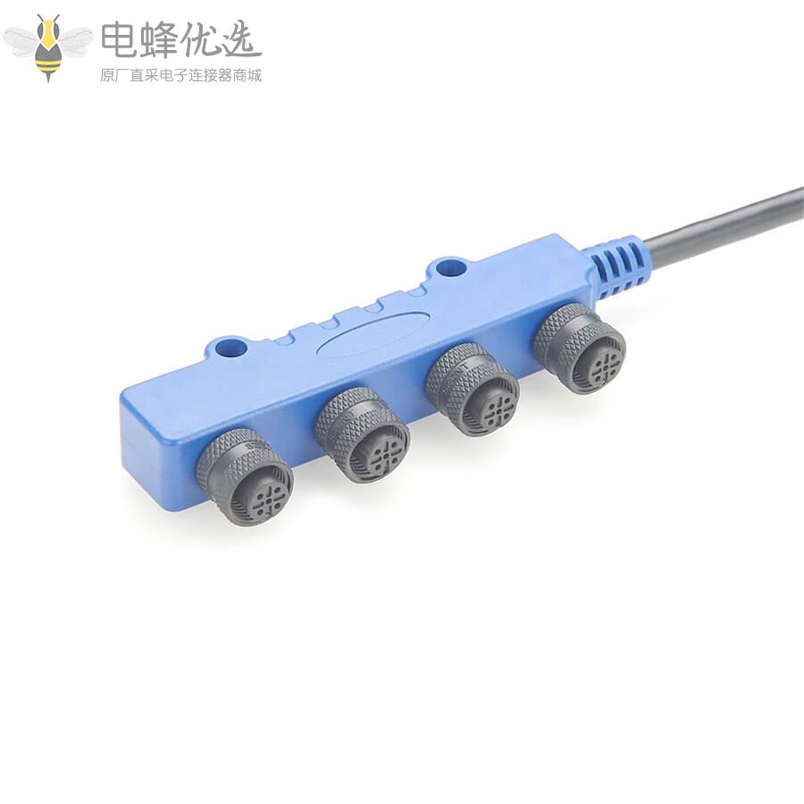 4通船用NMEA_2000网络Drop电缆M12_4母头转1公头线材1米总线电缆防水游艇电源线接头