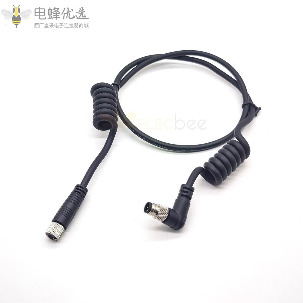 M8_4P直母头转M8_4P弯公头接弹簧线L620mm