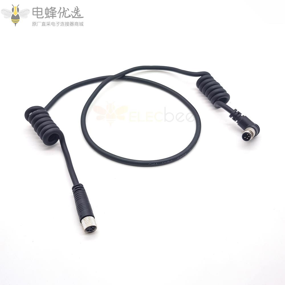 M8_4P直母头转M8_4P弯公头接弹簧线L620mm