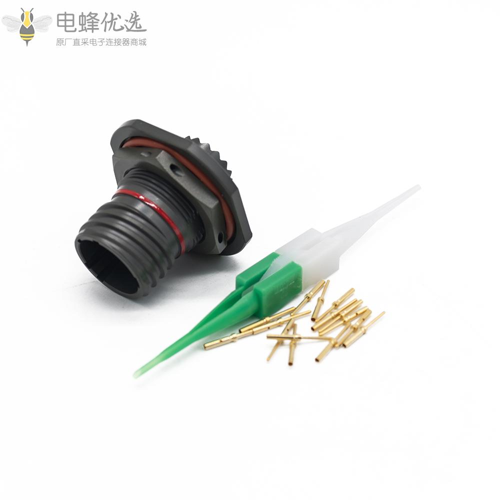 D38999连接器11号壳体N键位13芯螺母安装带针公插头